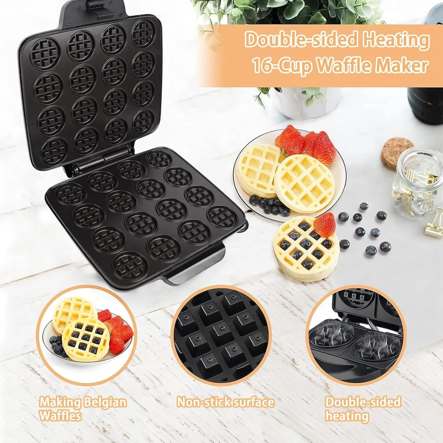 Máquina de Waffles com 16 Cavi - Mini Waffle Maker Machine avaliação e preço